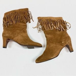 Vintage Pazzo Brown Leather Fringe Heeled Boots
